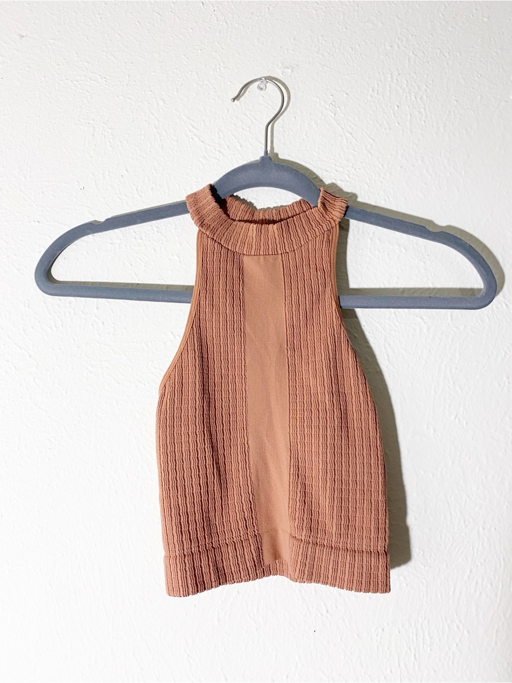Free People Seamless Mock Neck Crop Tank XS/S Dusty Pink